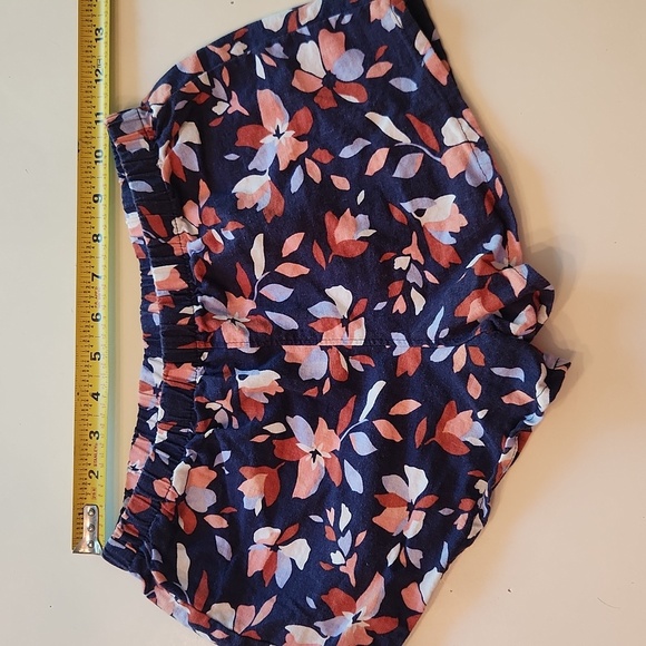 Vince Camuto Navy Blue Floral Linen Peplum Tank And Shorts Set Size 10 - Picture 5 of 9